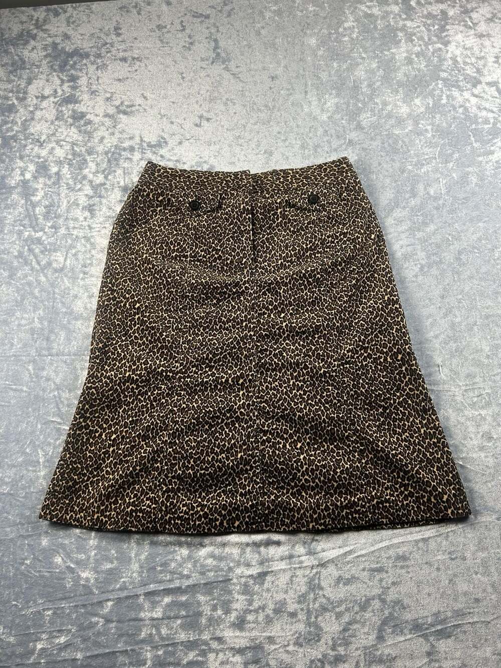 Talbots Petites Skirt Size 4 Brown Leopard Corduroy Animal Print
